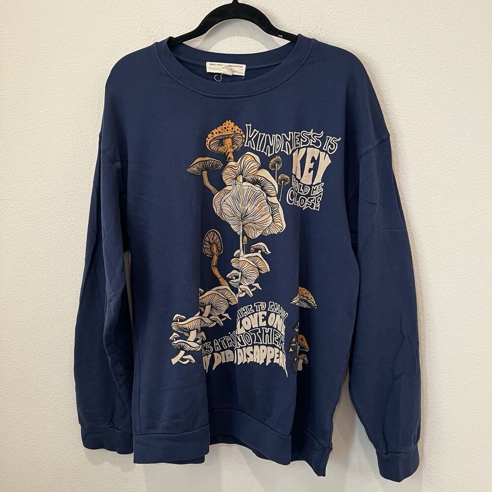 Urban Outfitters Project Social T Mushroom Lightweight Sweatshirt L/XL Festival - Picture 2 of 8